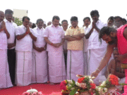 திமுக முப்பெரும் விழாவிற்கான மேடை மற்றும் பந்தல் அமைக்கும் பணி செந்தில்பாலாஜி தொடங்கி வைத்தார்.